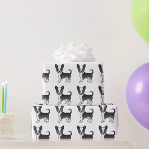 Zwart-wit Chihuahuahond met gladde vacht Cadeaupapier