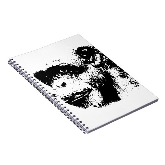 Zwart-Wit Chimpansee Pop Art Notitieboek (Rechterzijde)