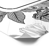 Zwart wit chinees bloem bruiloft zitgrafiek poster (Hoek)