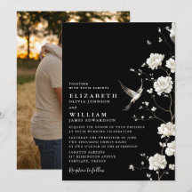 Zwart-Wit Chinoiserie Bloemen Huwelijksfoto