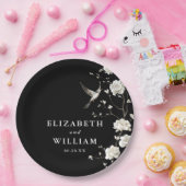 Zwart-wit Chinoiserie bloementuin bruiloft Papieren Bordje (Feest)