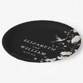 Zwart-wit Chinoiserie bloementuin bruiloft Papieren Bordje (Gekanteld)