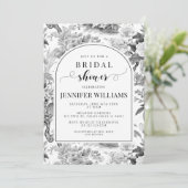 Zwart wit Chinoiserie Bruidsdouche Uitnodiging (Staand voorkant)