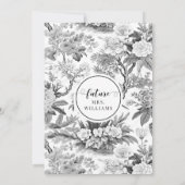 Zwart wit Chinoiserie Bruidsdouche Uitnodiging (Achterkant)