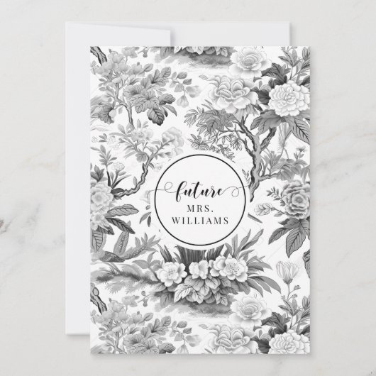 Zwart wit Chinoiserie Bruidsdouche Uitnodiging (Achterkant)