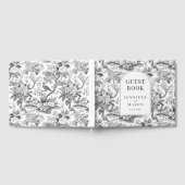 Zwart wit chinoiserie bruiloft cadeau gastenboek (Volledig)