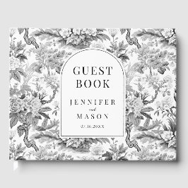 Zwart wit chinoiserie bruiloft cadeau gastenboek