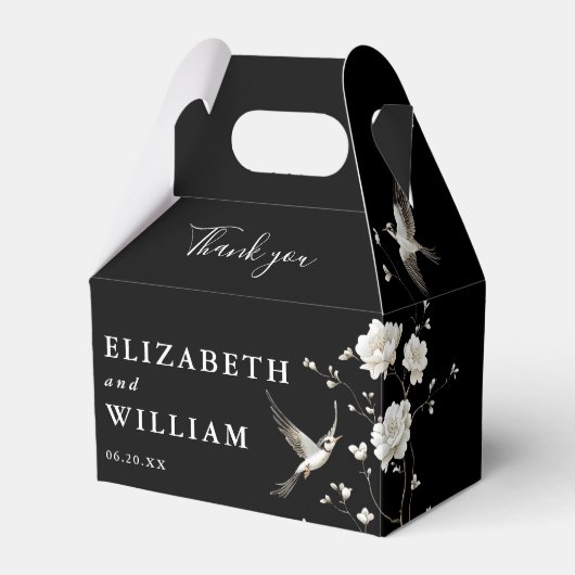 Zwart-wit Chinoiserie bruiloft Dank u Bedankdoosjes (Voorkant Zijde)