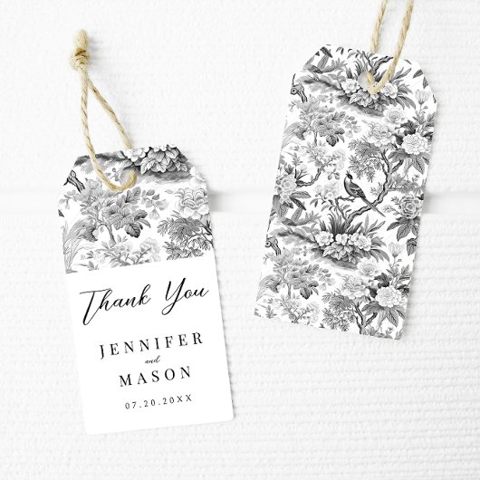Zwart Wit Chinoiserie bruiloft Dank u Gift Label Cadeaulabel