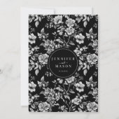 Zwart wit Chinoiserie klassieke bloemenbruiloft Kaart (Achterkant)