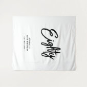 Zwart & Wit Chique 80ste verjaardagsfeestje Wandkleed (Voorkant (horizontaal))