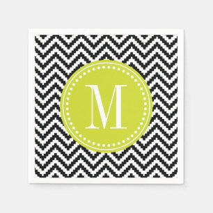 Zwart & Wit Chique Aztec Chevron Monogram Servet