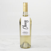 Zwart & Wit Chique Borstel Lettering Cheers Party Flessenhanger (Op fles)