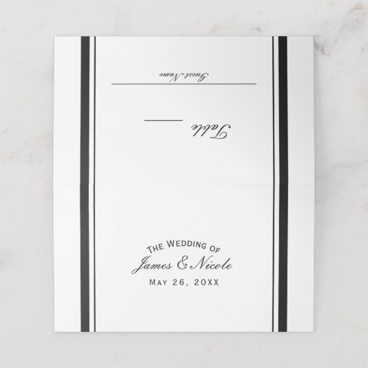 Zwart & Wit Chique Classy Elegant Tafelnummer Plaatskaartje (Buitenkant ongevouwen)