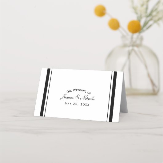 Zwart & Wit Chique Classy Elegant Tafelnummer Plaatskaartje (Voorkant)