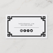 Zwart-wit Chique Griekse Key Border Visitekaartje (Achterkant)