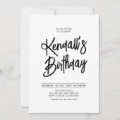 Zwart & Wit Chique Lettering Script Verjaardagsfee Kaart (Voorkant)