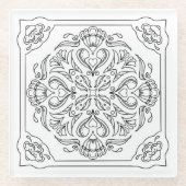 Zwart & Wit Chique Medallion Glas Onderzetter Glazen Onderzetter (Voorkant)