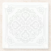 Zwart & Wit Chique Medallion Glas Onderzetter Glazen Onderzetter (Achterkant)