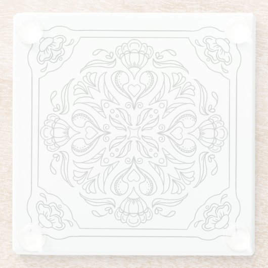 Zwart & Wit Chique Medallion Glas Onderzetter Glazen Onderzetter (Achterkant)