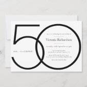 Zwart wit chique minimalistische verrassing 50e ve kaart (Voorkant)