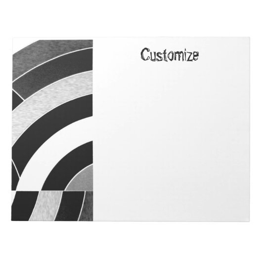 Zwart/wit chique moderne gebogen chevrons notitieblok (Voorkant)