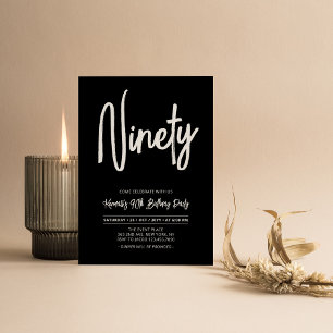 Zwart & Wit   Chique negentig 90ste verjaardagsfee Kaart