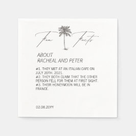 Zwart-wit Chique Palm Tree Fun Facts Bruiloft Servet