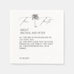 Zwart-wit Chique Palm Tree Fun Facts Bruiloft Servet