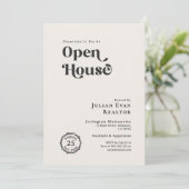 Zwart-wit chique typografie Business Open House Kaart (Staand voorkant)