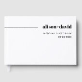 Zwart, wit chique typografie minimalistische bruil gastenboek (Voorkant)