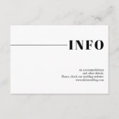 Zwart, wit chique typografie minimalistische bruil informatiekaartje (Voorkant)