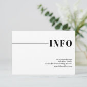 Zwart, wit chique typografie minimalistische bruil informatiekaartje (Staand voorkant)