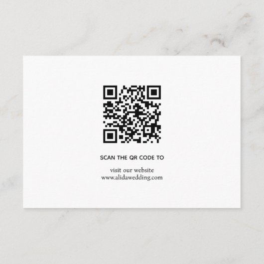 Zwart, wit chique typografie minimalistische bruil informatiekaartje (Achterkant)