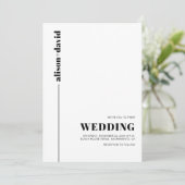 Zwart, wit chique typografie minimalistische bruil kaart (Staand voorkant)