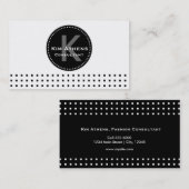 Zwart wit chique vierkanten geometrisch Visitekaar Visitekaartje (Voorkant / Achterkant)