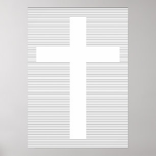 Zwart-wit Christelijk kruis minimalistisch Poster