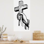 zwart-wit Christelijk paaskruis Poster (Keuken)