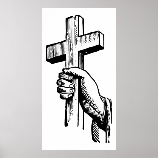 zwart-wit Christelijk paaskruis Poster (Voorkant)