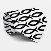 Zwart-wit Christelijk vissymbool Necktie Stropdas (Opgerold)