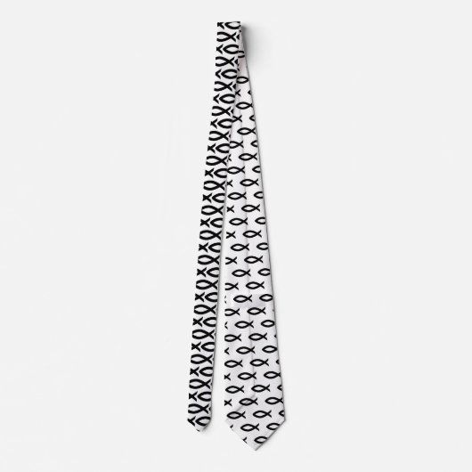 Zwart-wit Christelijk vissymbool Necktie Stropdas (Achterkant)