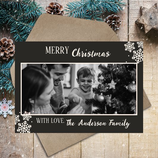 Zwart-wit Christelijke Familie Foto Kerst Feestdagenkaart