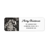 Zwart-wit Christelijke Kerst Etiket (Voorkant)