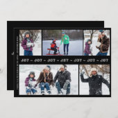 Zwart-wit Christmas JOY 5 fotocollage Feestdagenkaart (Voorkant / Achterkant)