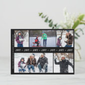 Zwart-wit Christmas JOY 5 fotocollage Feestdagenkaart (Staand voorkant)