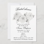 Zwart-wit chrysant vrijgezellenfeest invita kaart (Voorkant)
