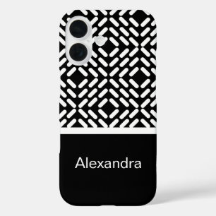 Zwart-wit cilinderpatroon iPhone 16 hoesje