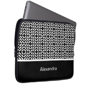Zwart-wit cilinderpatroon laptop sleeve