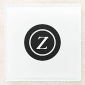 Zwart-wit cirkel custom initiaal glazen onderzetter (Voorkant)