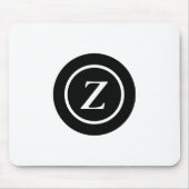 Zwart-wit cirkel custom initiaal muismat (Voorkant)